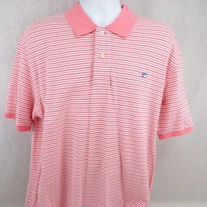 Southern Tide Skipjack Polo Shirt Size XL Pink Striped Logo Engraved Buttons